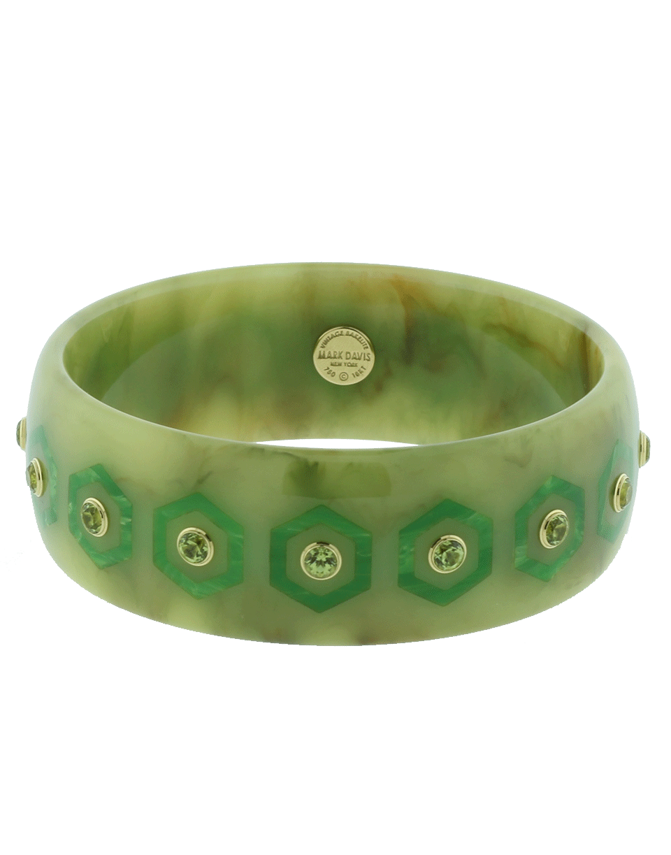 MARK DAVIS-Green Bakelite Bangle-YELLOW GOLD