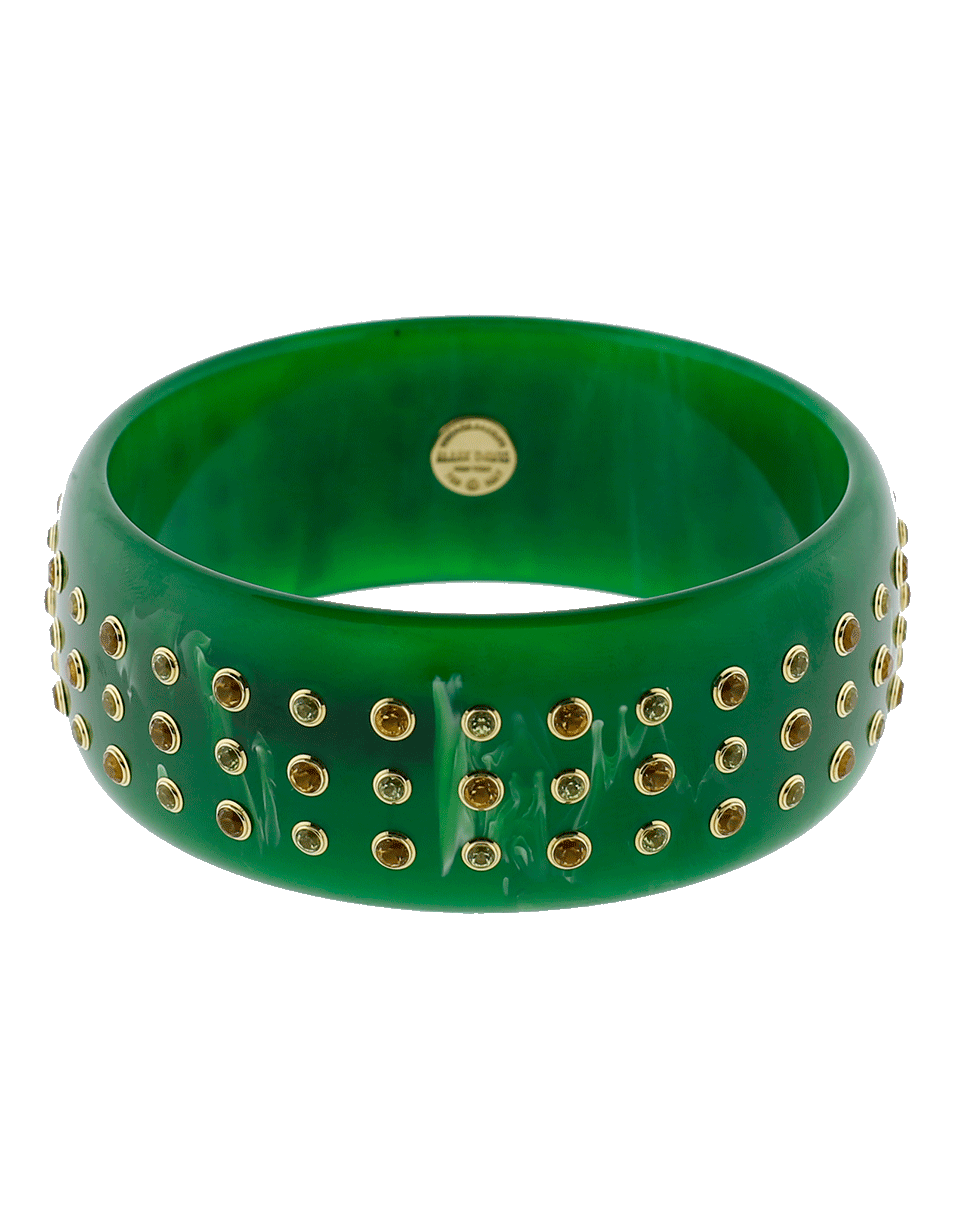 MARK DAVIS-Green Bakelite Bangle-YELLOW GOLD
