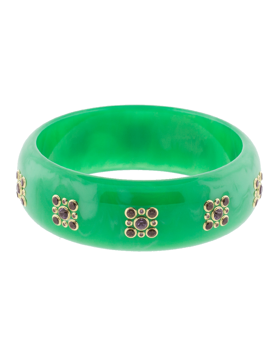 MARK DAVIS-Green Bakelite Bangle-YELLOW GOLD