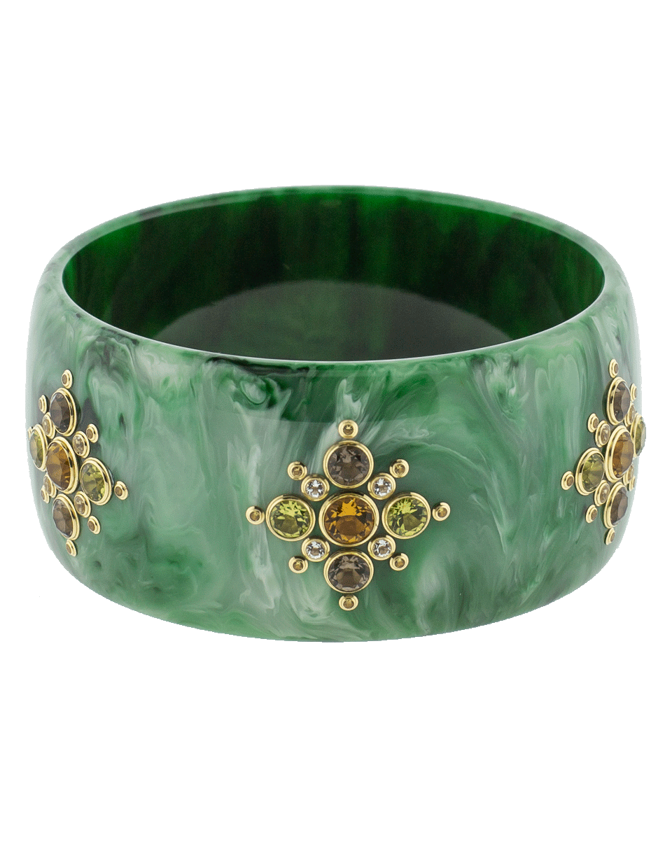 MARK DAVIS-Green Bakelite Bangle-YELLOW GOLD