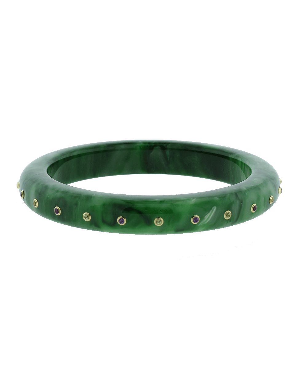 MARK DAVIS-Green Bakelite Bangle-YELLOW GOLD