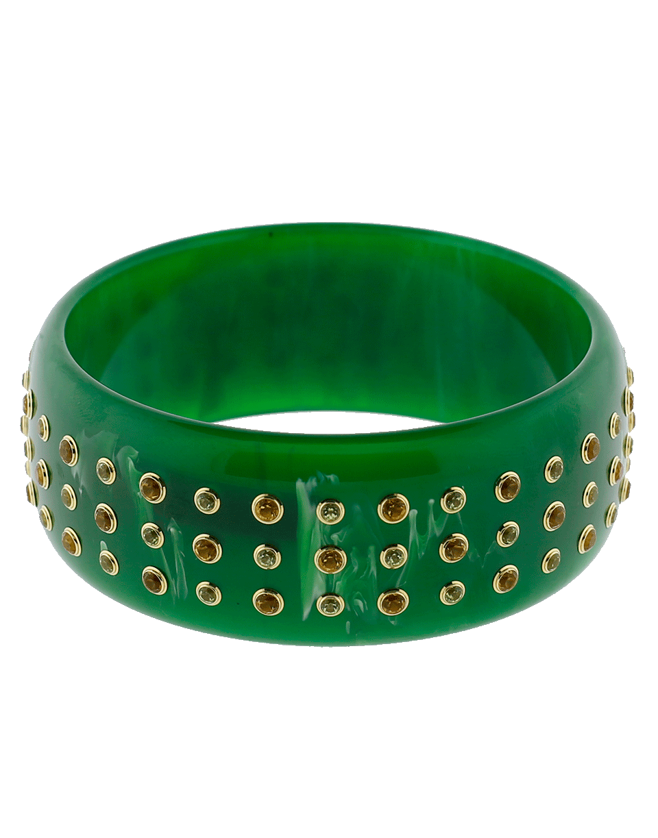 MARK DAVIS-Green Bakelite Bangle-YELLOW GOLD
