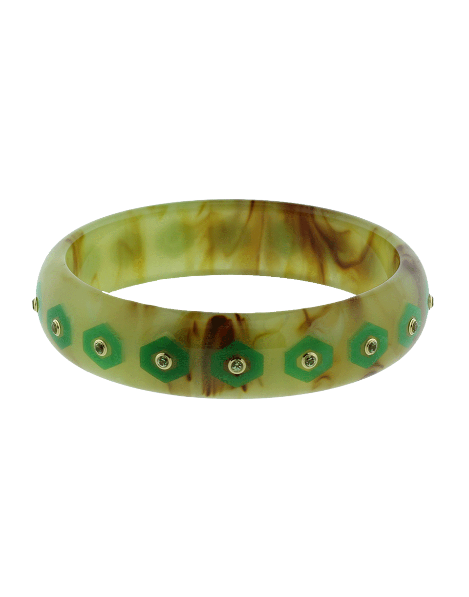 MARK DAVIS-Green Bakelite Bangle-YELLOW GOLD