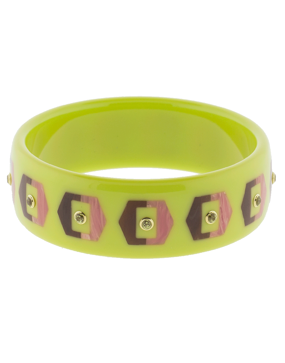 MARK DAVIS-Green Bakelite Bangle-YELLOW GOLD