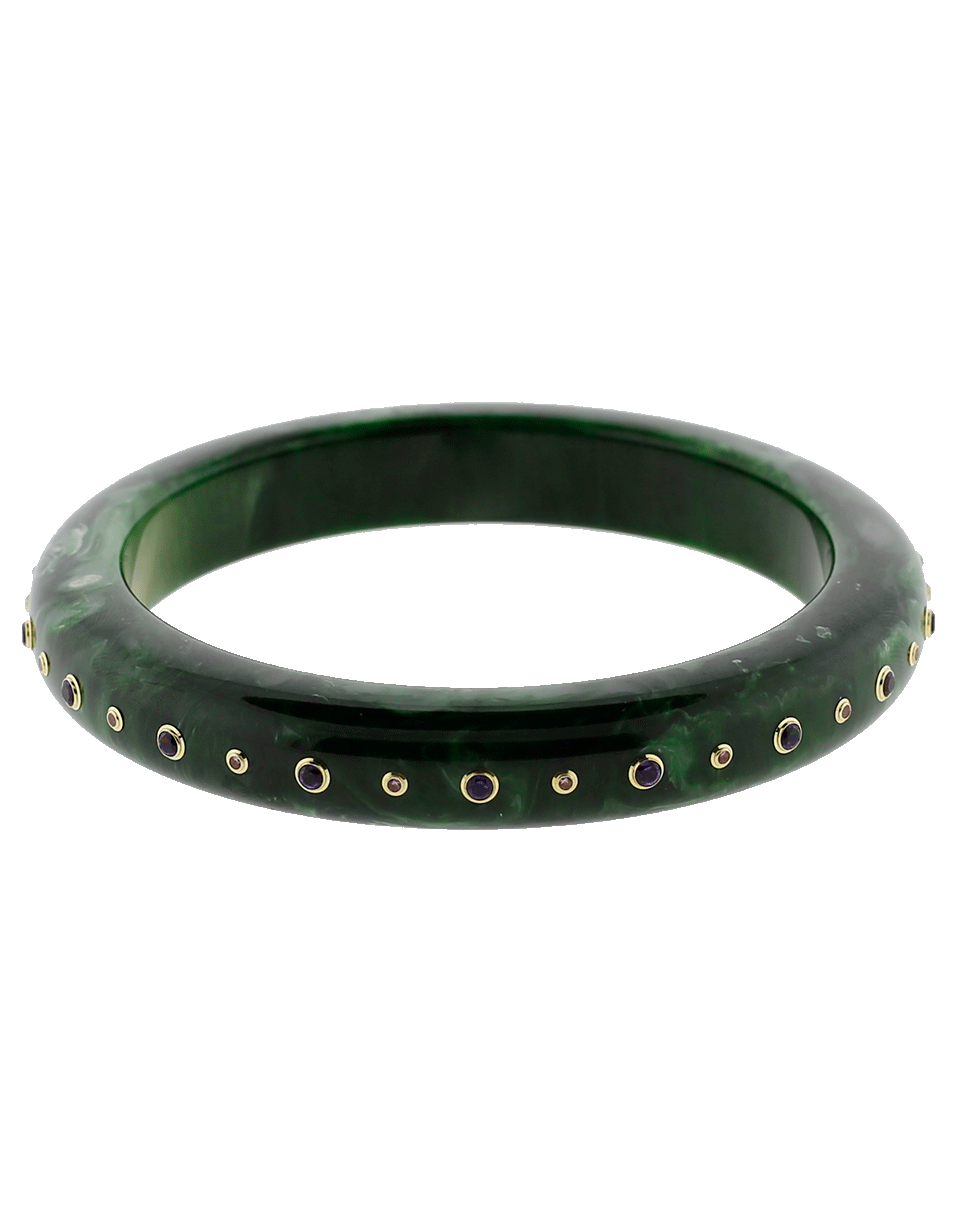 MARK DAVIS-Green Bakelite Bangle-YELLOW GOLD
