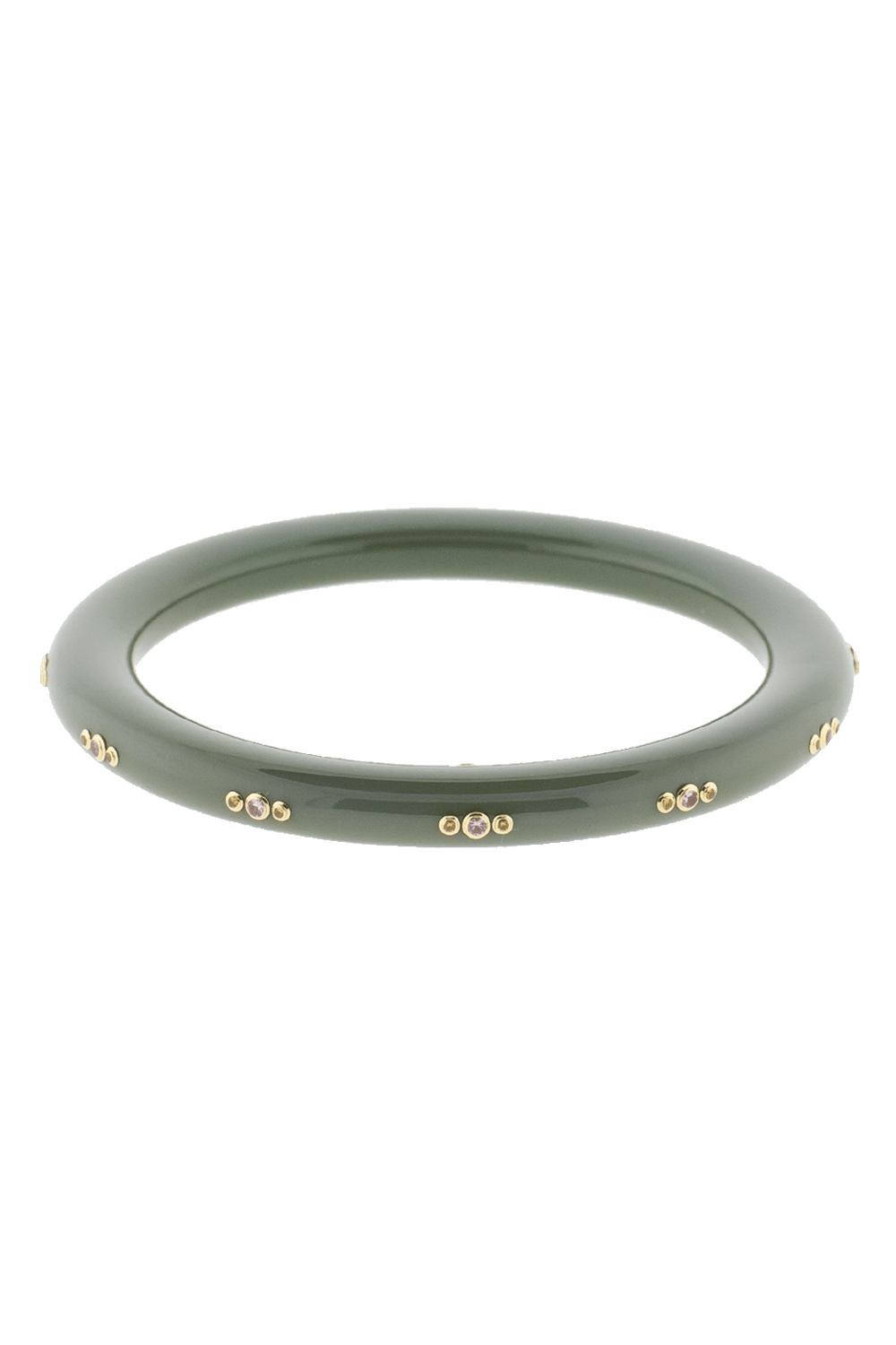 MARK DAVIS-Green Bakelite Bangle-YELLOW GOLD