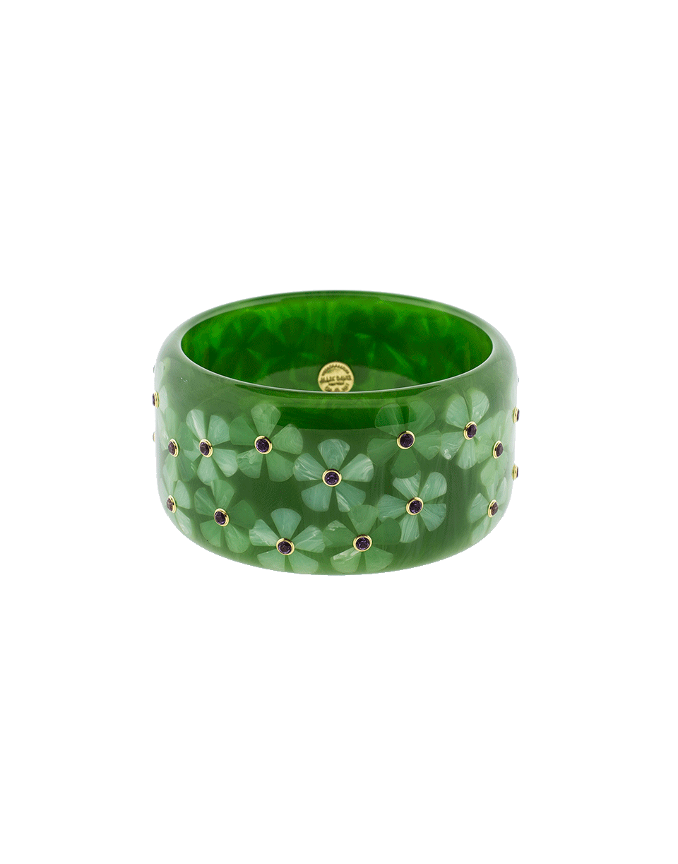 MARK DAVIS-Green Flower Bakelite Bangle-YELLOW GOLD