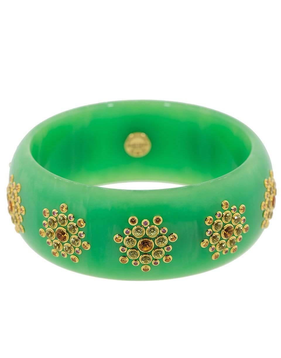 MARK DAVIS-Green Gemstone Bakelite Bangle-YELLOW GOLD