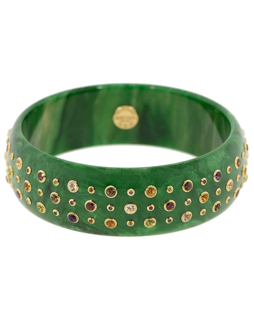 MARK DAVIS-Green Multi Gemstone Bakelite Bangle-YELLOW GOLD