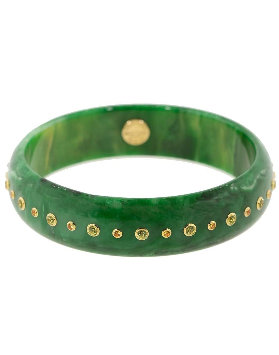 MARK DAVIS-Green Peridot and Yellow Sapphire Bakelite Bangle-YELLOW GOLD
