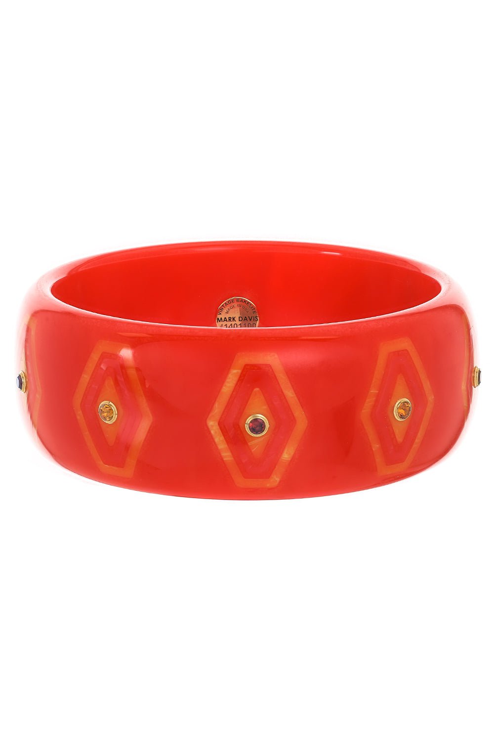 MARK DAVIS-Large Citrine Orange Bakelite Bangle-YELLOW GOLD