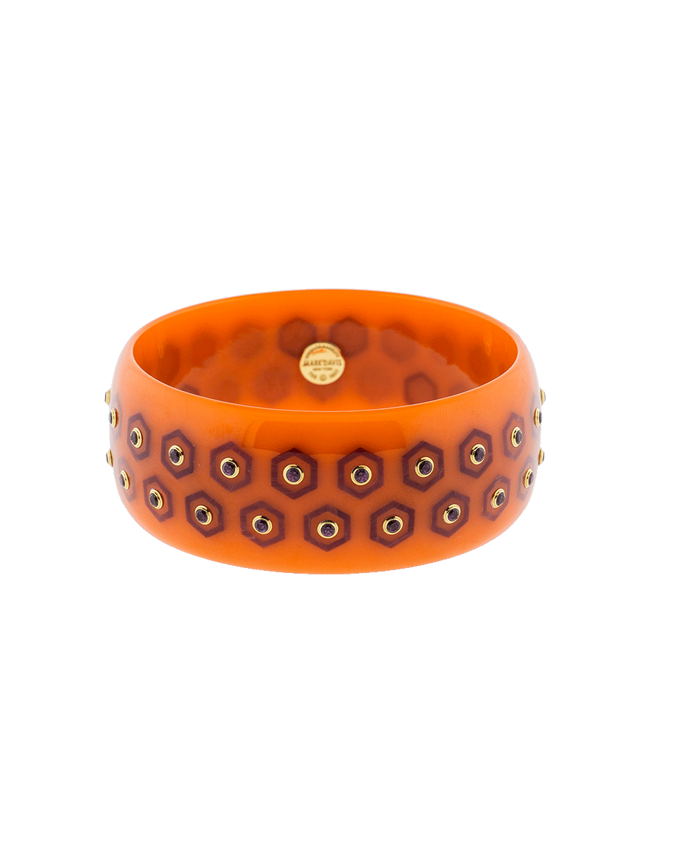 MARK DAVIS-Orange And Burgundy Bakelite Bangle-YELLOW GOLD