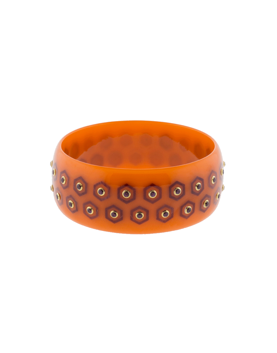 MARK DAVIS-Orange And Burgundy Bakelite Bangle-YELLOW GOLD