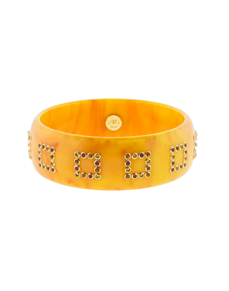 MARK DAVIS-Orange Bakelite Gemstone Bangle-YELLOW GOLD