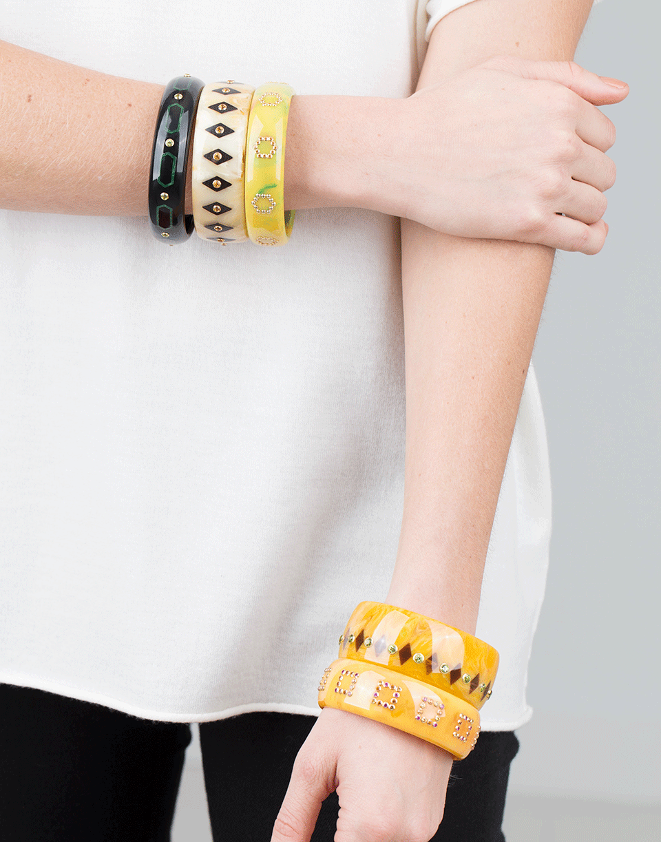 MARK DAVIS-Orange Bakelite Gemstone Bangle-YELLOW GOLD