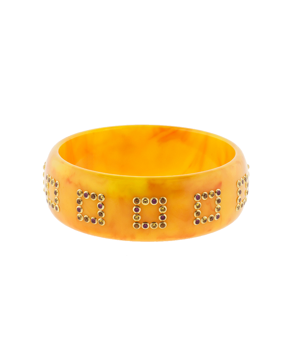 MARK DAVIS-Orange Bakelite Gemstone Bangle-YELLOW GOLD