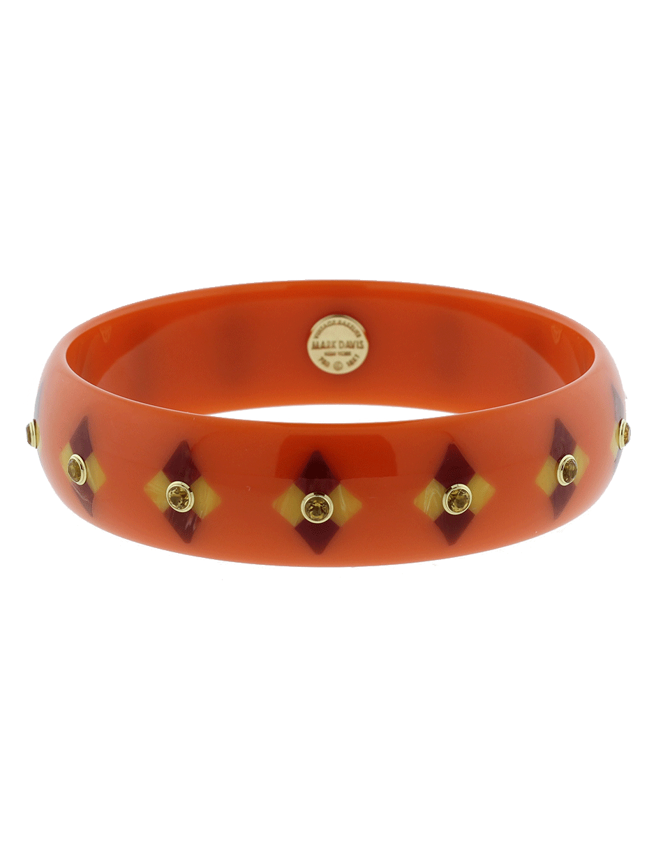 MARK DAVIS-Orange Brown And Red Bakelite Bangle-YELLOW GOLD