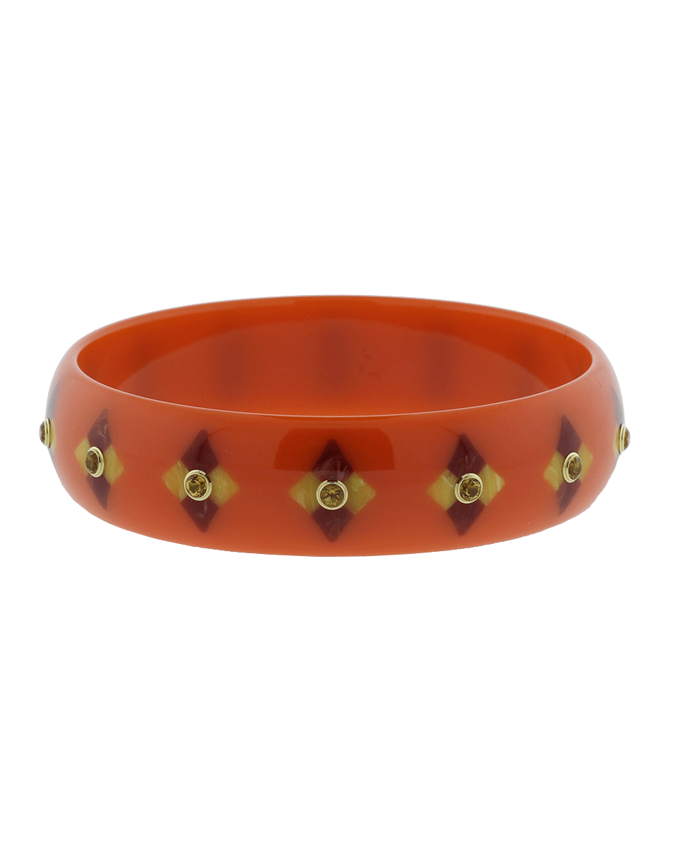 MARK DAVIS-Orange Brown And Red Bakelite Bangle-YELLOW GOLD