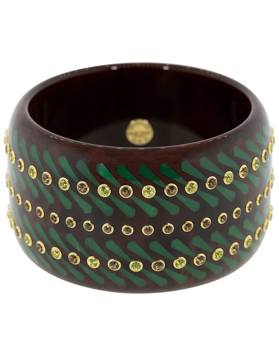 MARK DAVIS-Peridot and Smoky Quartz Brown and Green Bakelite Bangle-YELLOW GOLD