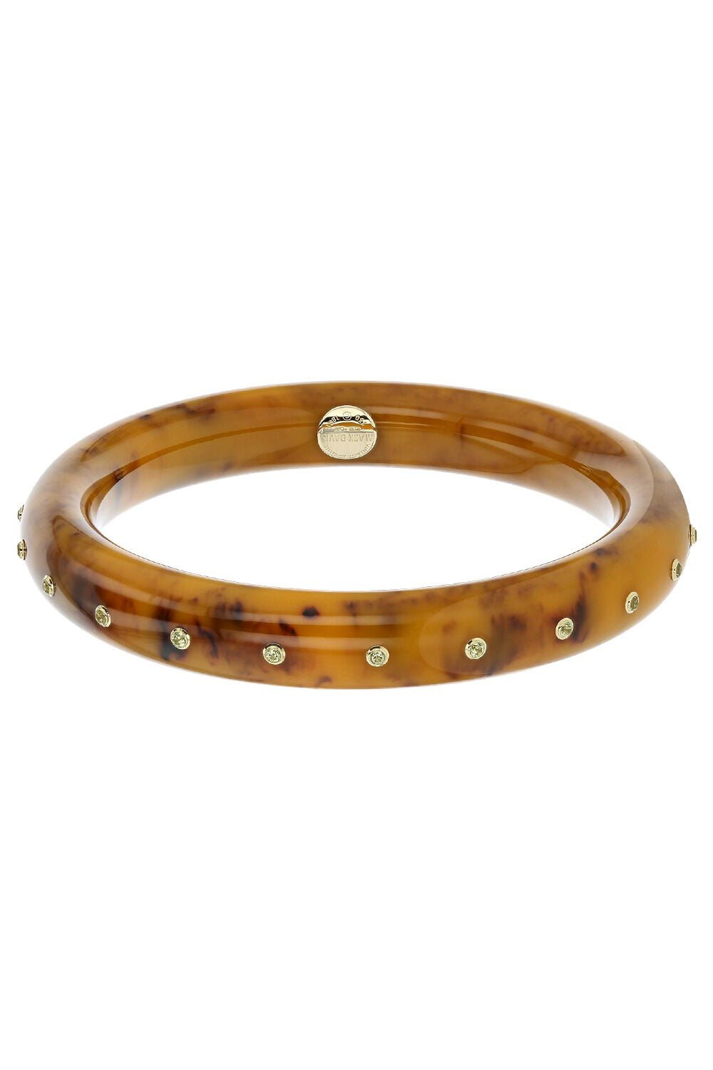 MARK DAVIS-Peridot Brown Bakelite Bangle-YELLOW GOLD