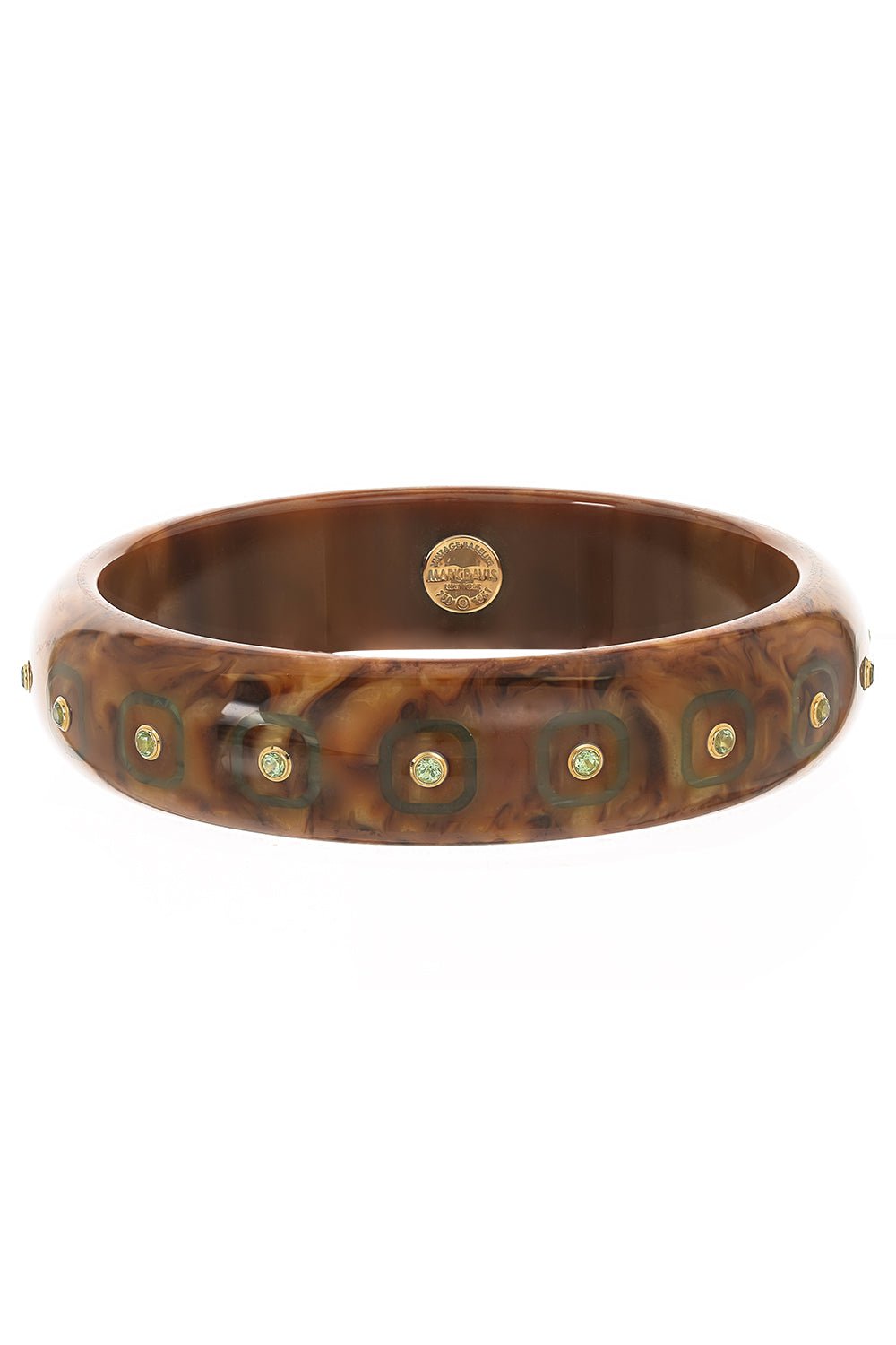 MARK DAVIS-Peridot Brown Bakelite Bangle-YELLOW GOLD