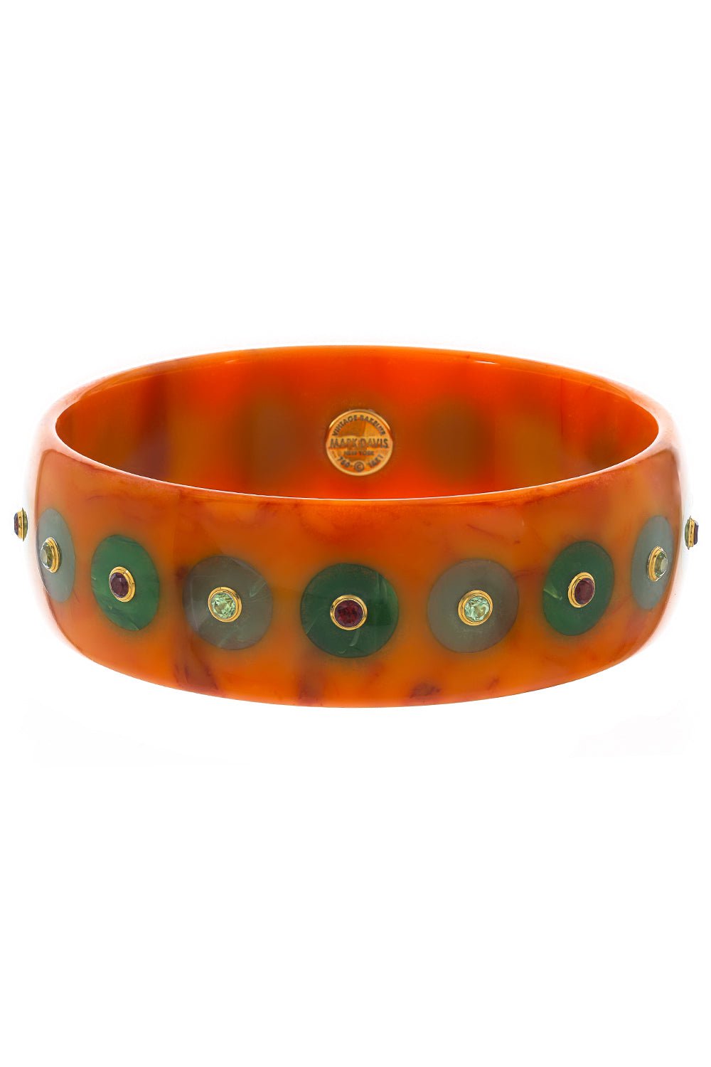 MARK DAVIS-Peridot Citrine Orange Bakelite Bangle-YELLOW GOLD