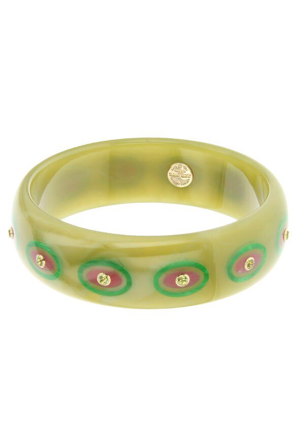 MARK DAVIS-Peridot Green Bakelite Bangle-YELLOW GOLD