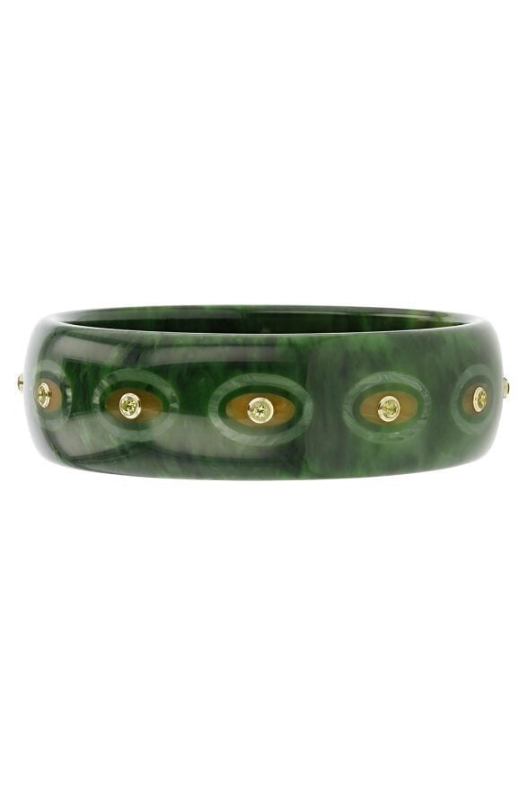 MARK DAVIS-Peridot Green Bakelite Bangle Bracelet-YELLOW GOLD