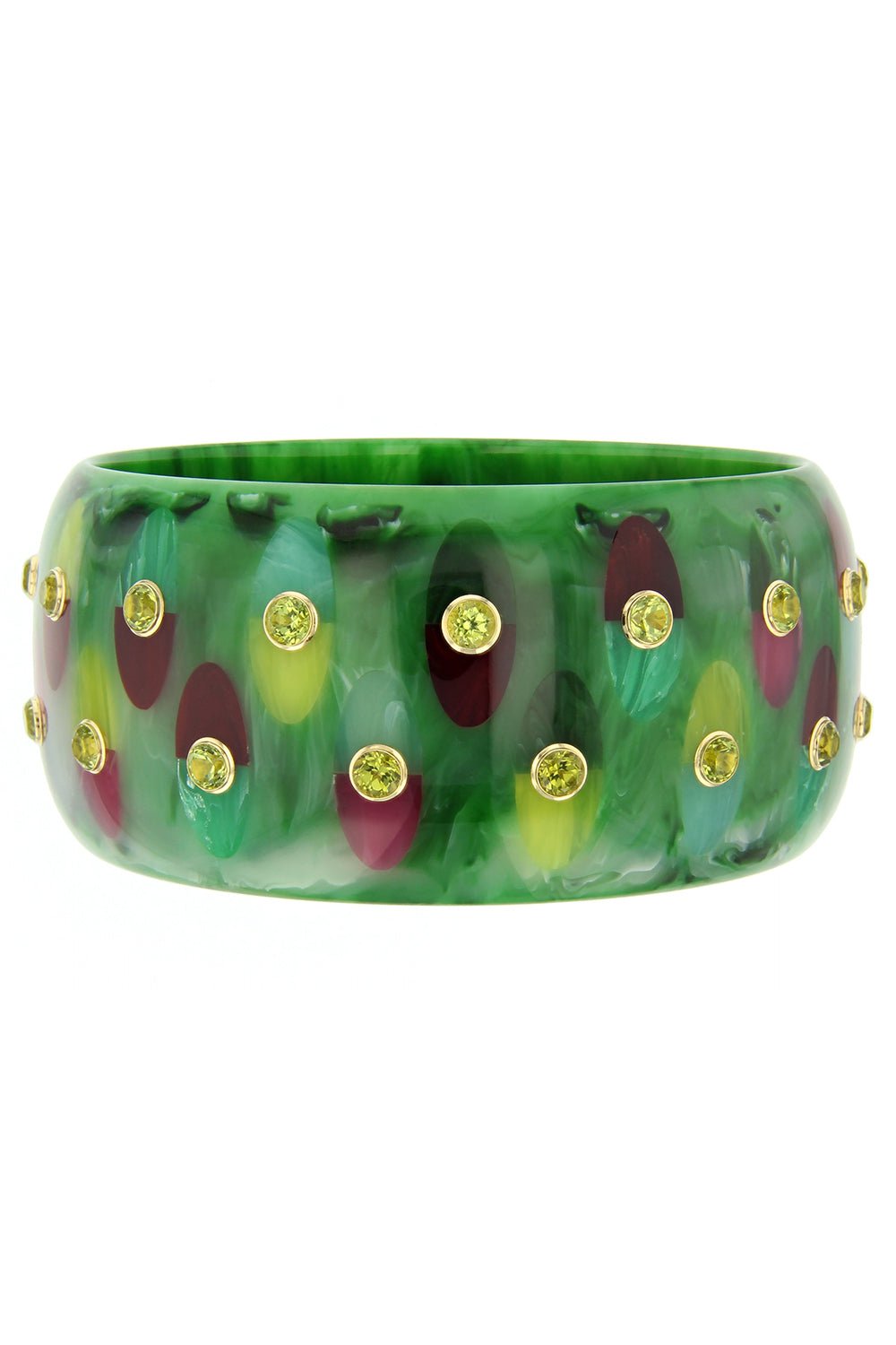 MARK DAVIS-Peridot Green Bakelite Bangle-YELLOW GOLD