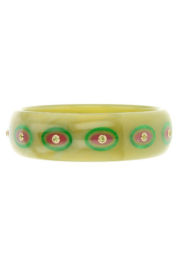 MARK DAVIS-Peridot Green Bakelite Bangle-YELLOW GOLD