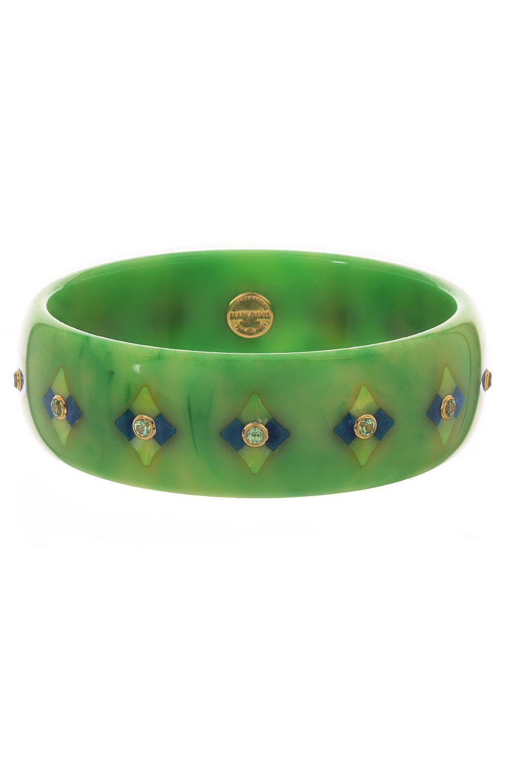 MARK DAVIS-Peridot Green Bakelite Bangle-YELLOW GOLD