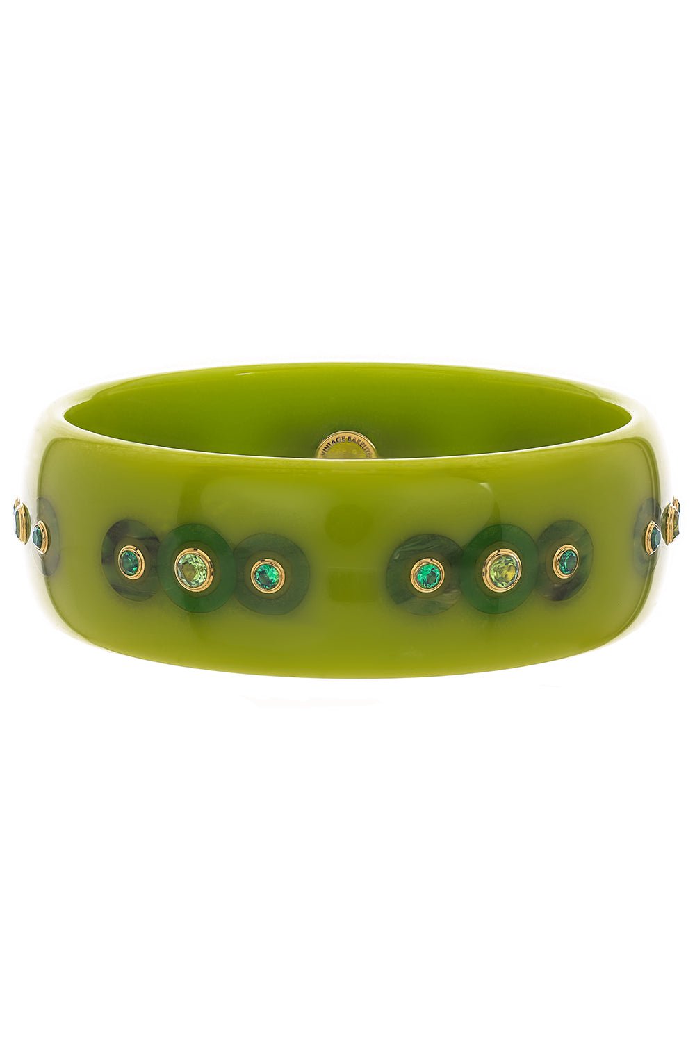 MARK DAVIS-Peridot Tourmaline Green Bakelite Bangle-YELLOW GOLD