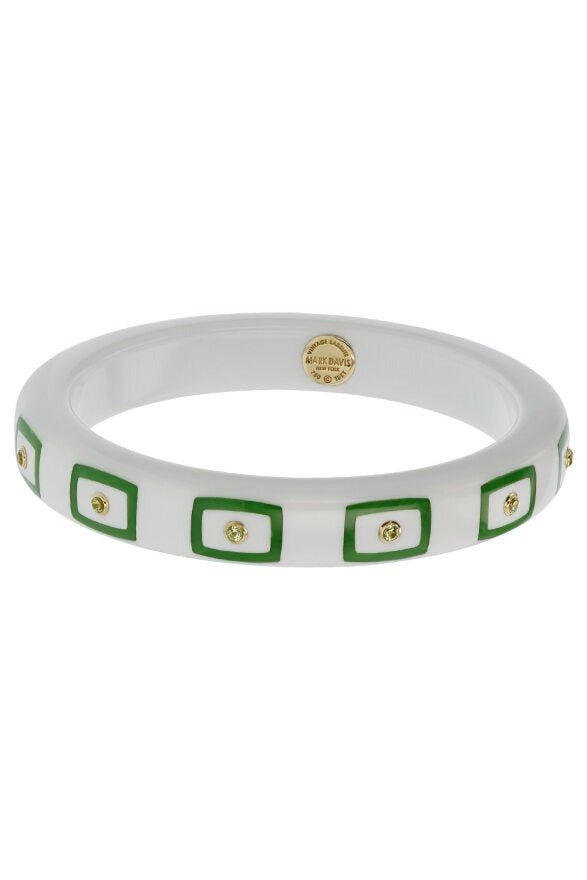 MARK DAVIS-Peridot White Green Bakelite Bangle-YELLOW GOLD