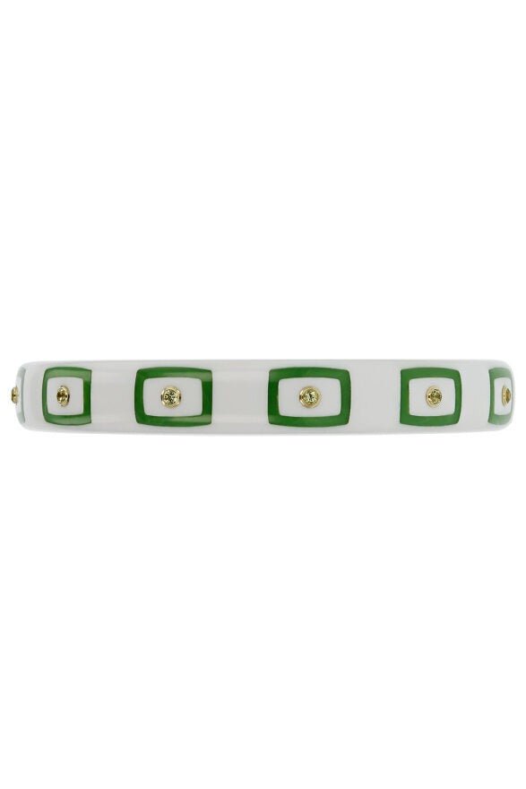 MARK DAVIS-Peridot White Green Bakelite Bangle-YELLOW GOLD