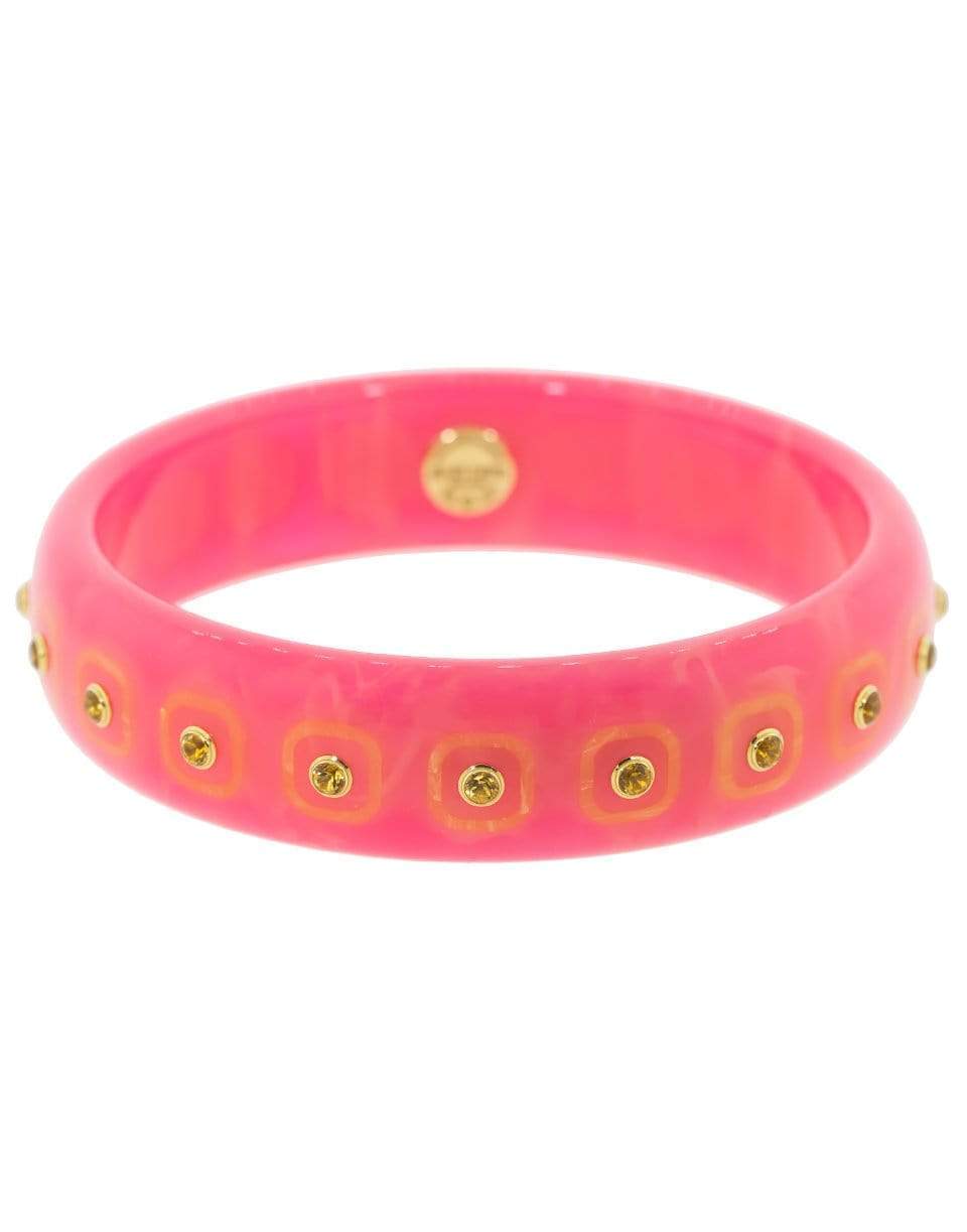 MARK DAVIS-Pink and Yellow Citrine Bakelite Bangle-YELLOW GOLD