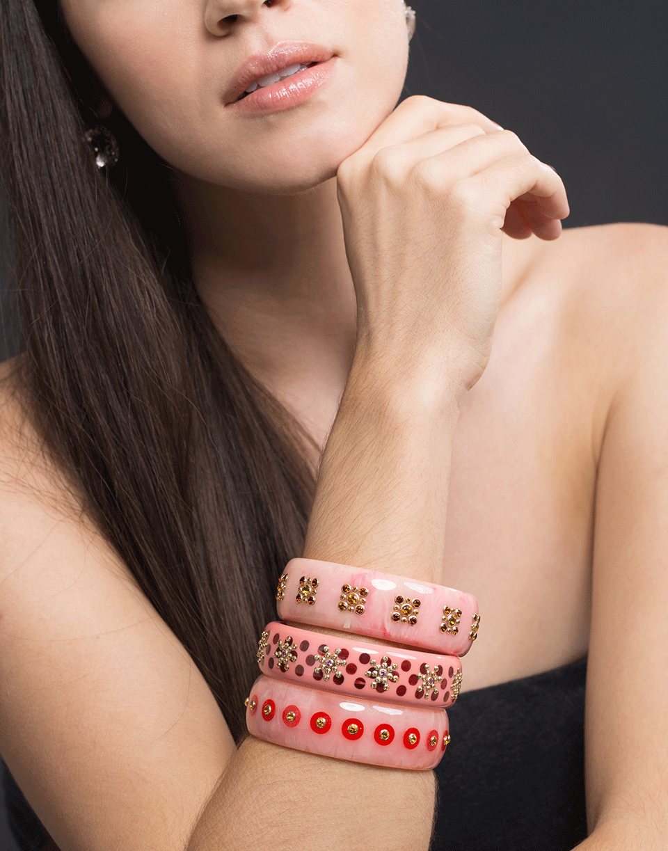 MARK DAVIS-Pink Bakelite and Citrine Bangle-YELLOW GOLD