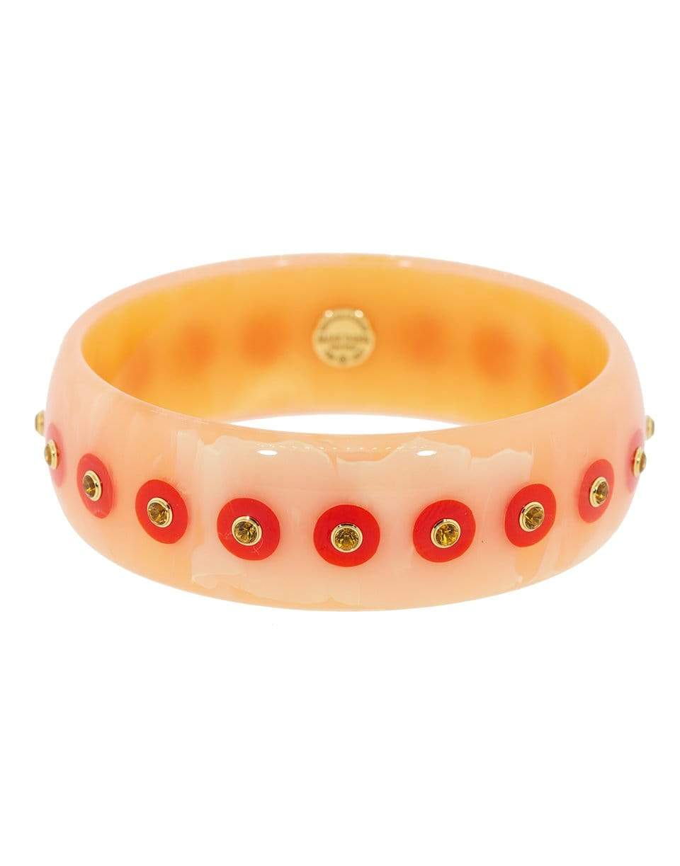 MARK DAVIS-Pink Bakelite and Peridot Bangle-YELLOW GOLD