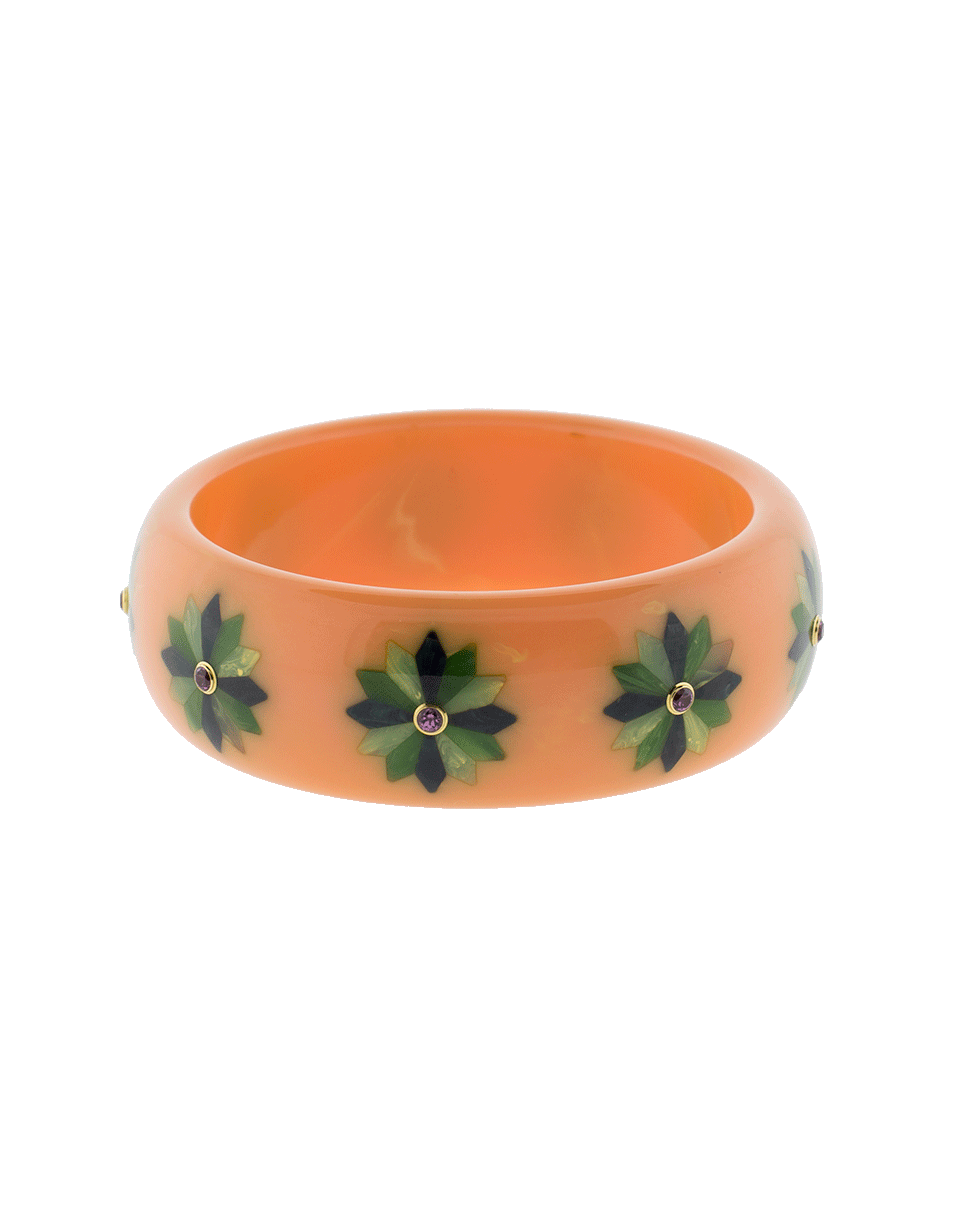 MARK DAVIS-Pink Green And Blue Bakelite Bangle-YELLOW GOLD