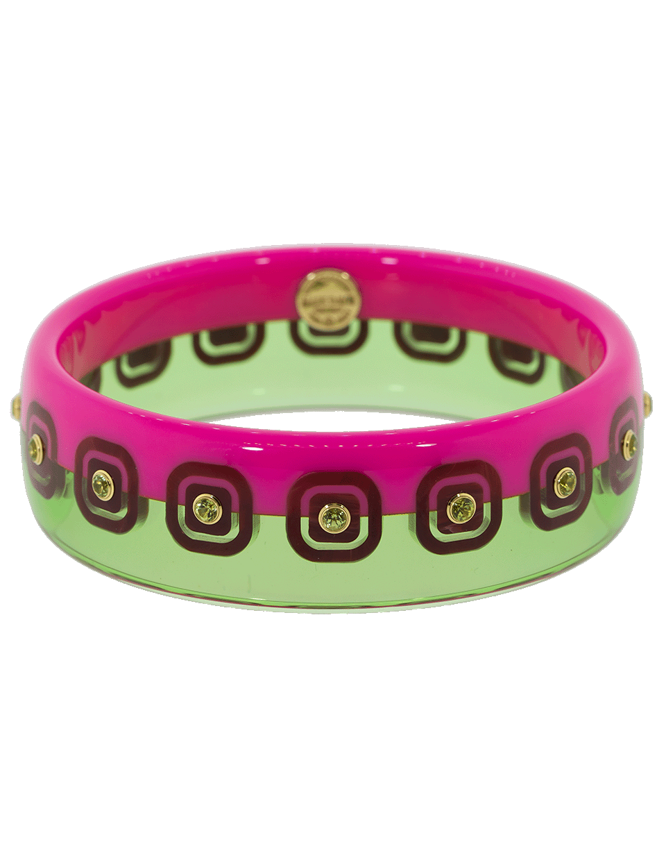 MARK DAVIS-Pink Green Burgundy Bakelite Peridot Bangle-YELLOW GOLD