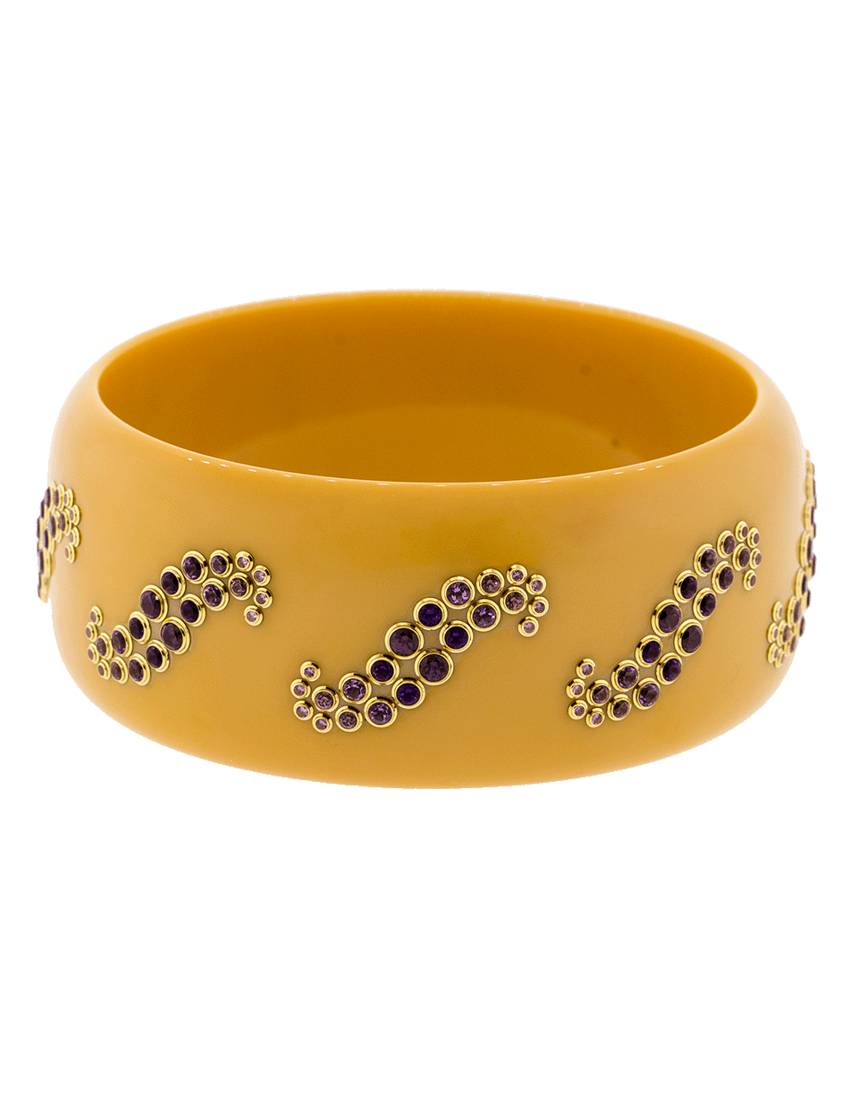MARK DAVIS-Pink Sapphire, Amethyst, and Garnet Bakelite Bangle-YELLOW GOLD