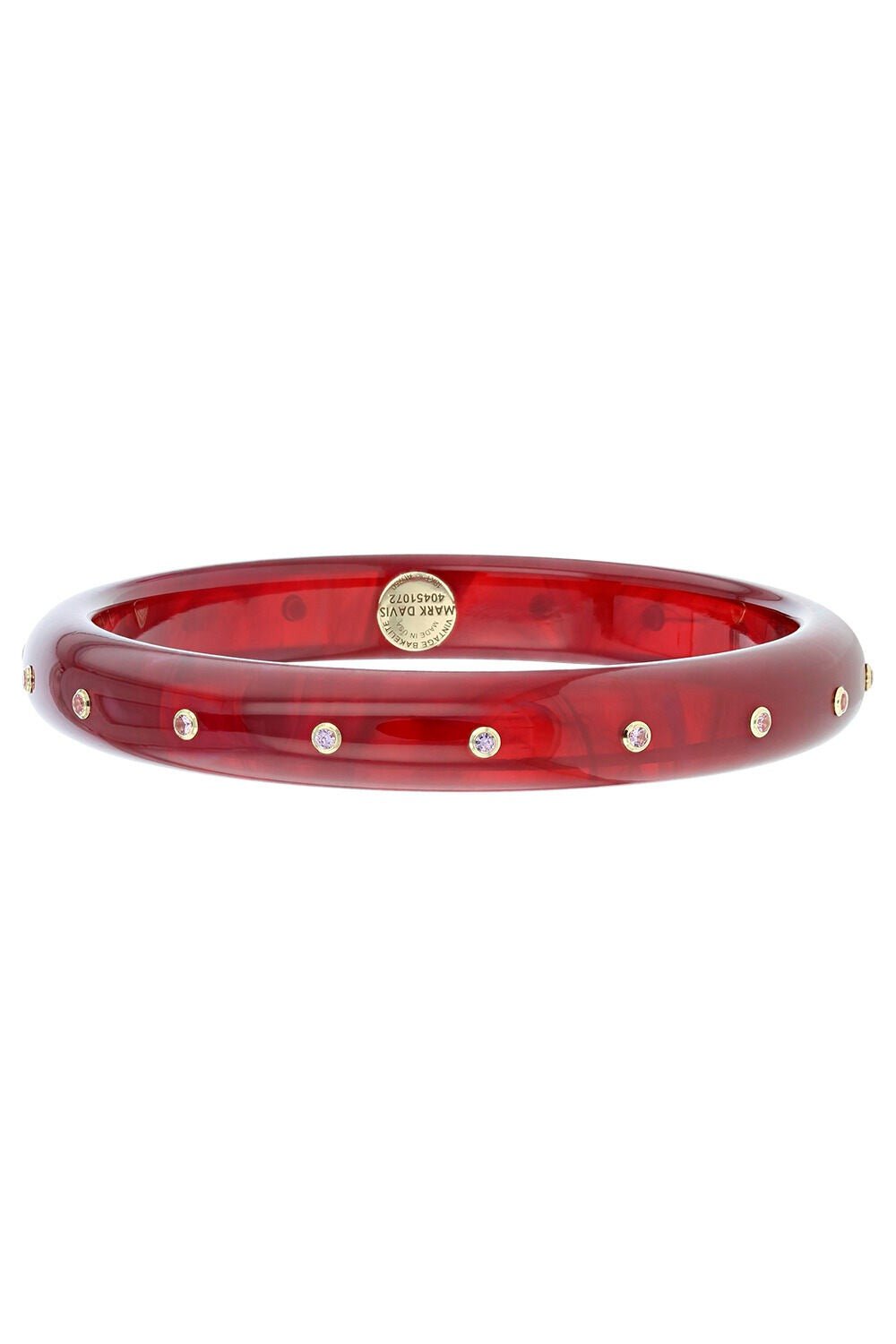 MARK DAVIS-Pink Sapphire Burgundy Bakelite Bangle-YELLOW GOLD