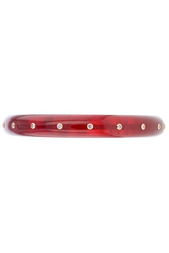 MARK DAVIS-Pink Sapphire Burgundy Bakelite Bangle-YELLOW GOLD