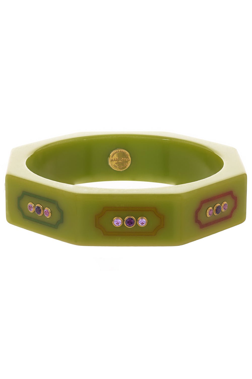 MARK DAVIS-Pink Sapphire Garnet Green Bangle-YELLOW GOLD