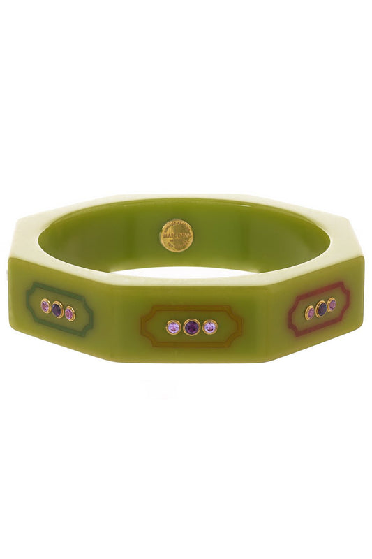 MARK DAVIS-Pink Sapphire Garnet Green Bangle-YELLOW GOLD