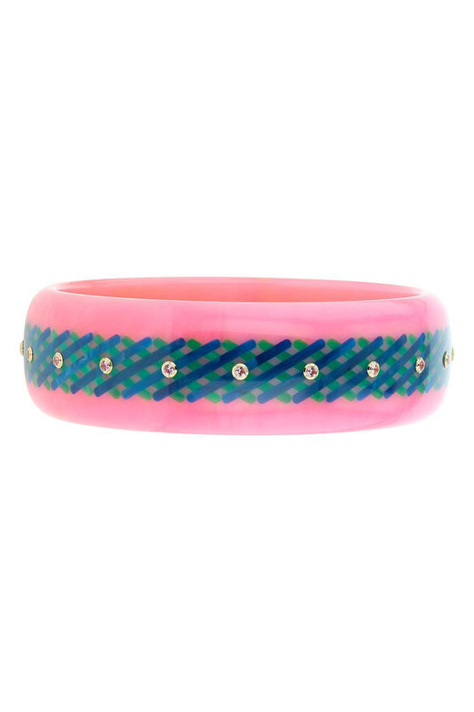 MARK DAVIS-Pink Sapphire Pink Bakelite Bangle-YELLOW GOLD