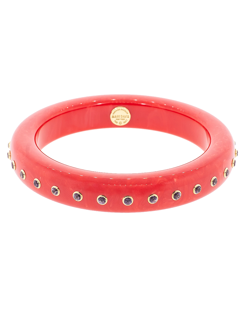 MARK DAVIS-Red Bakelite Amethyst Bangle-YELLOW GOLD