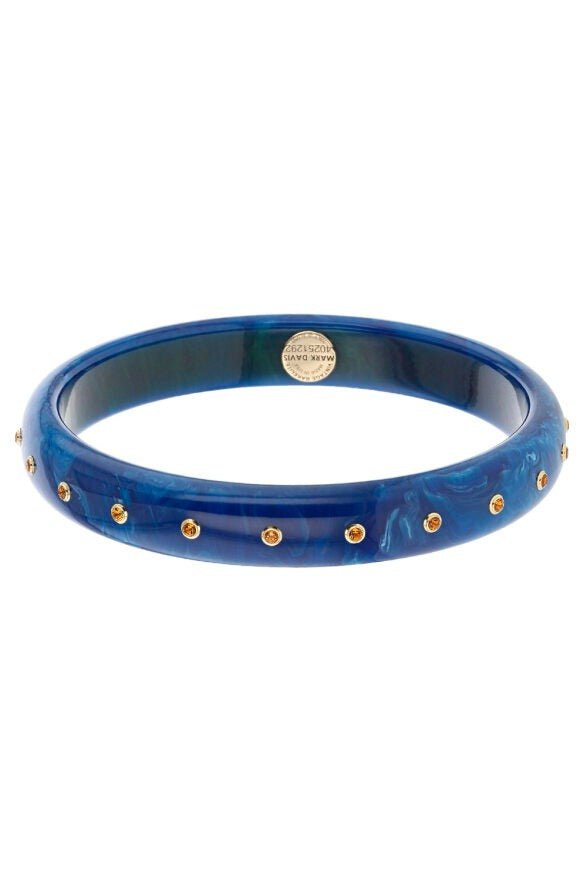 MARK DAVIS-Small Citrine Blue Bakelite Bangle-YELLOW GOLD