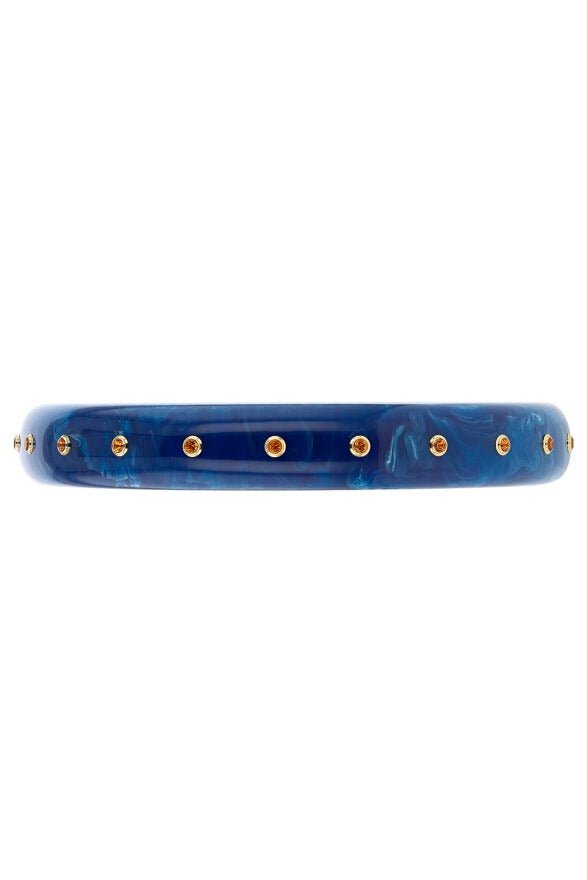 MARK DAVIS-Small Citrine Blue Bakelite Bangle-YELLOW GOLD