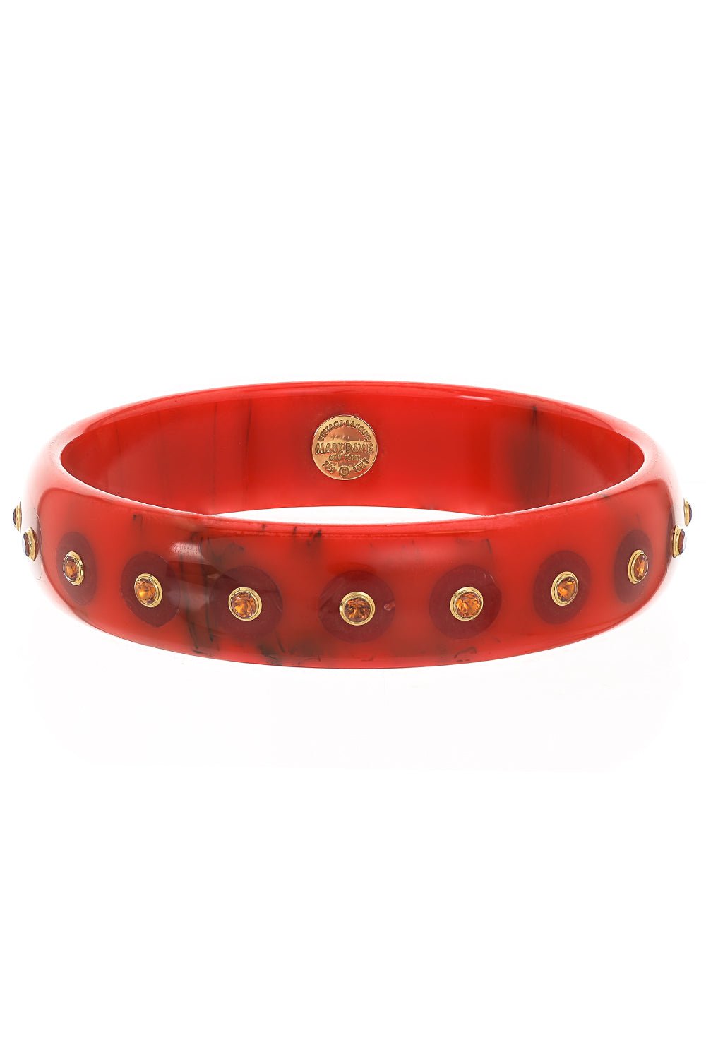 MARK DAVIS-Small Citrine Red Bakelite Bangle-YELLOW GOLD