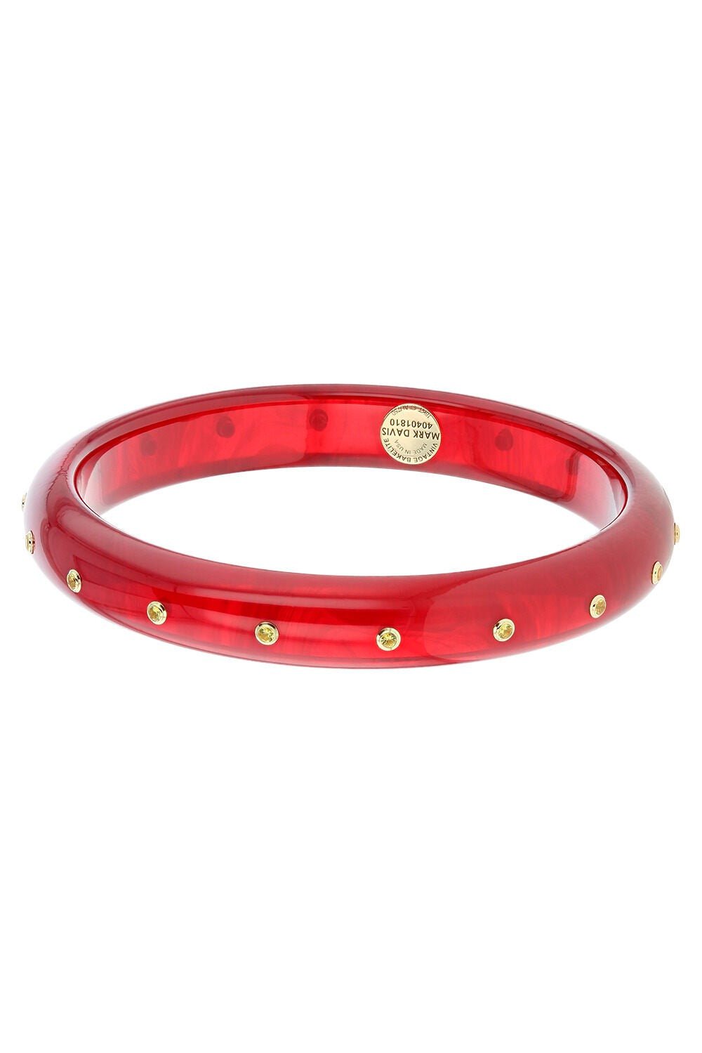 MARK DAVIS-Small Yellow Sapphire Red Bakelite Bangle-YELLOW GOLD
